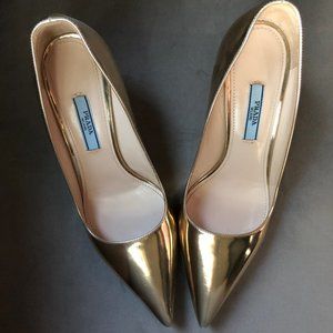 PRADA Gold Metallic Pumps - Size 37 // 7